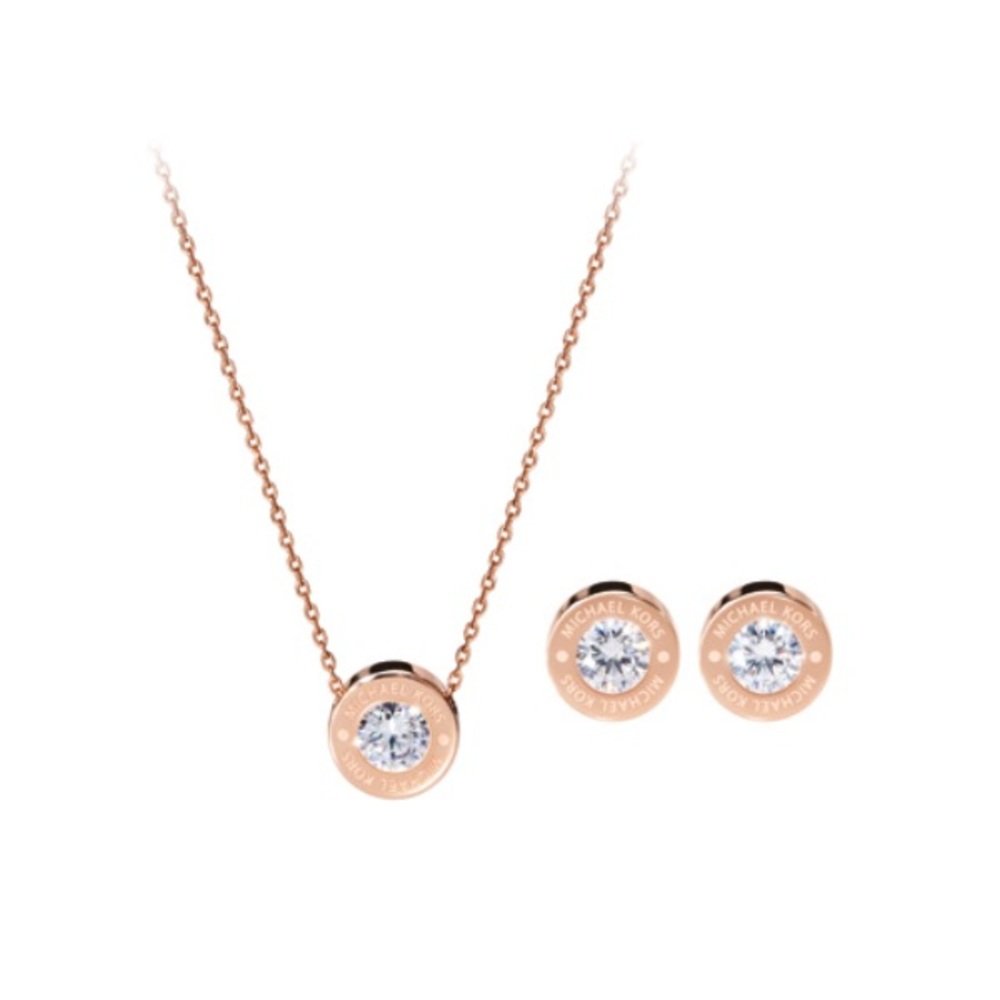 Michael Kors Necklace & Earrings Set (ROSE GOLD)